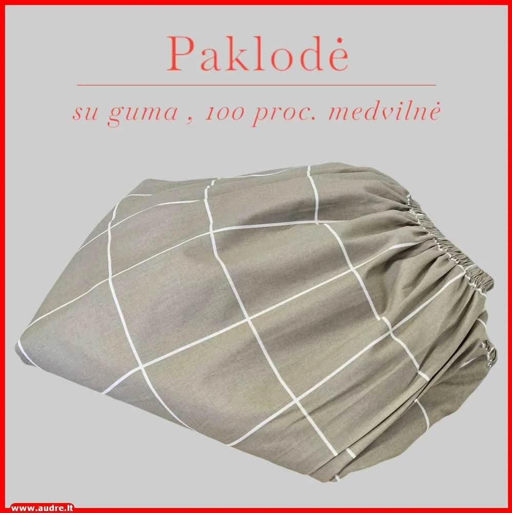 Paklodė su guma 100/140/160/180/200x200+20cm. - 100x200+20cm.