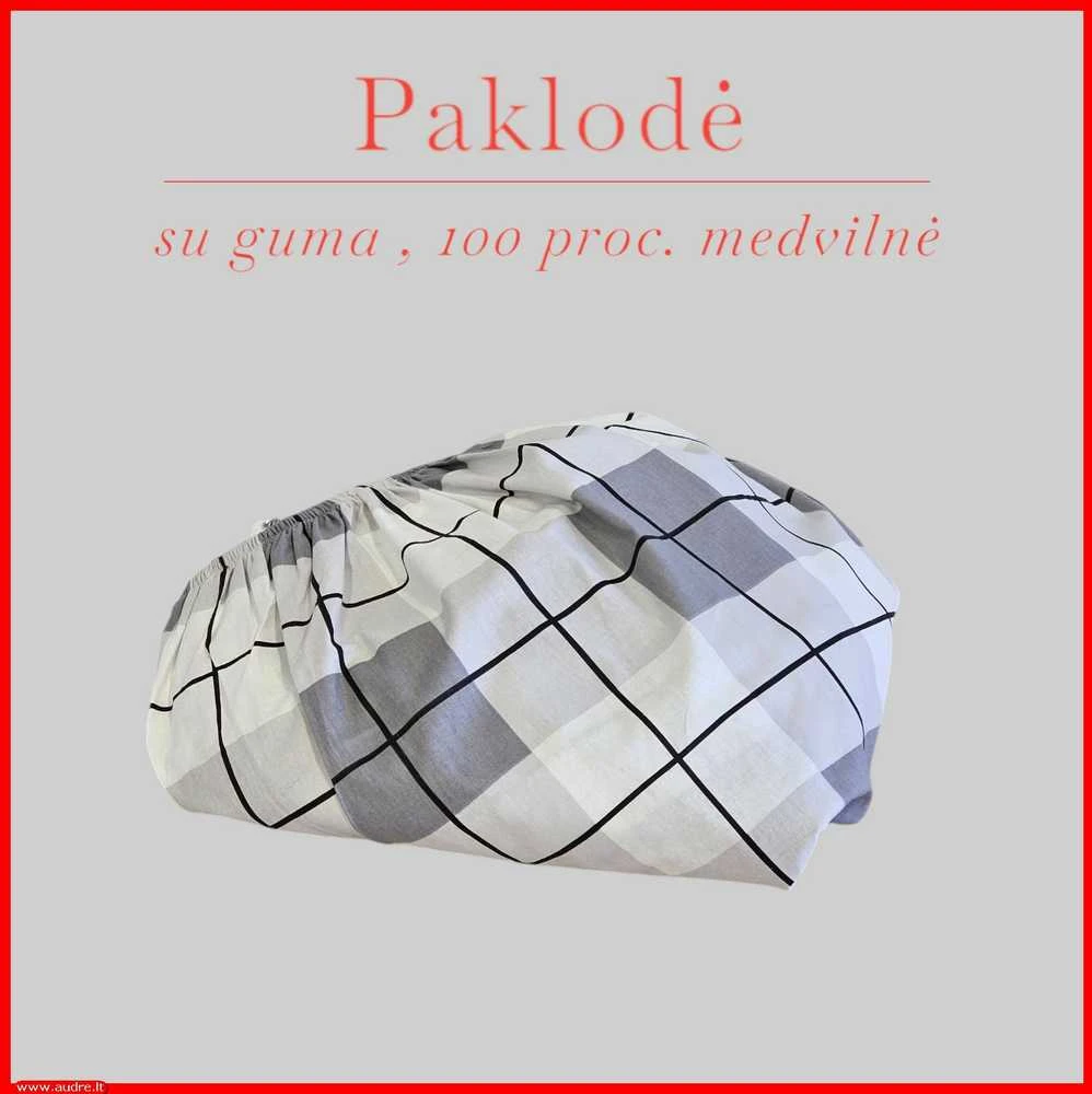 Paklodė su guma 100/140/160/180/200x200+20cm. - 100x200+20cm.