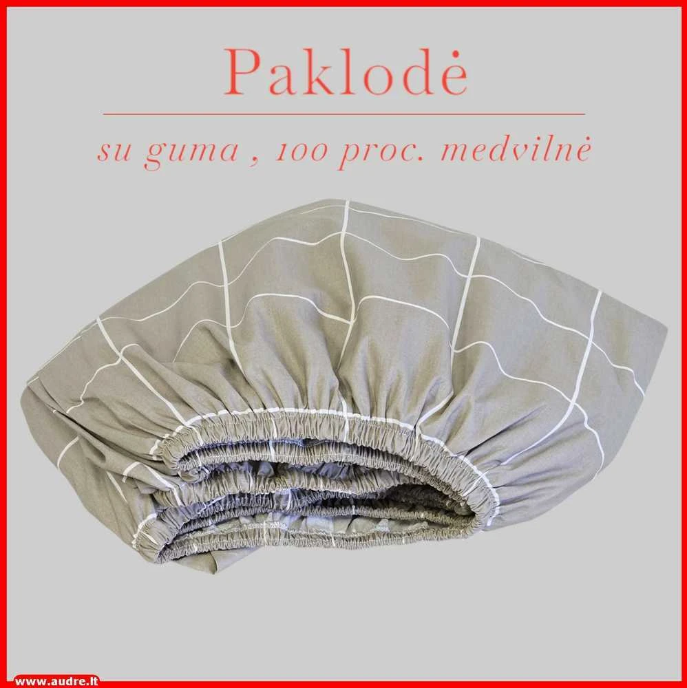 Paklodė su guma 100/140/160/180/200x200+20cm. - 100x200+20cm.