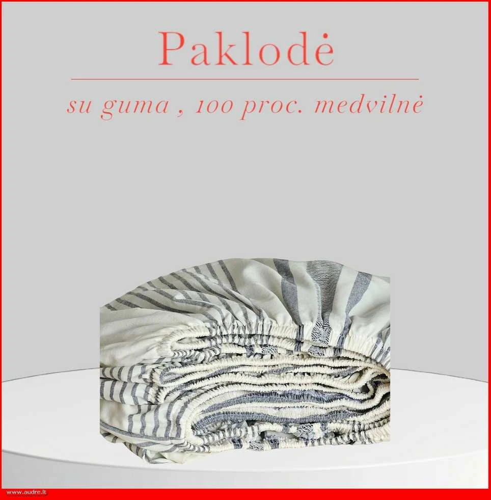 Paklodė su guma 100/140/160/180/200x200+20cm. - 100x200+20cm.