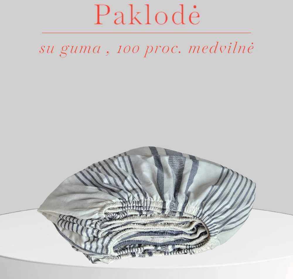 Paklodė su guma 100/140/160/180/200x200+20cm. - 100x200+30cm.