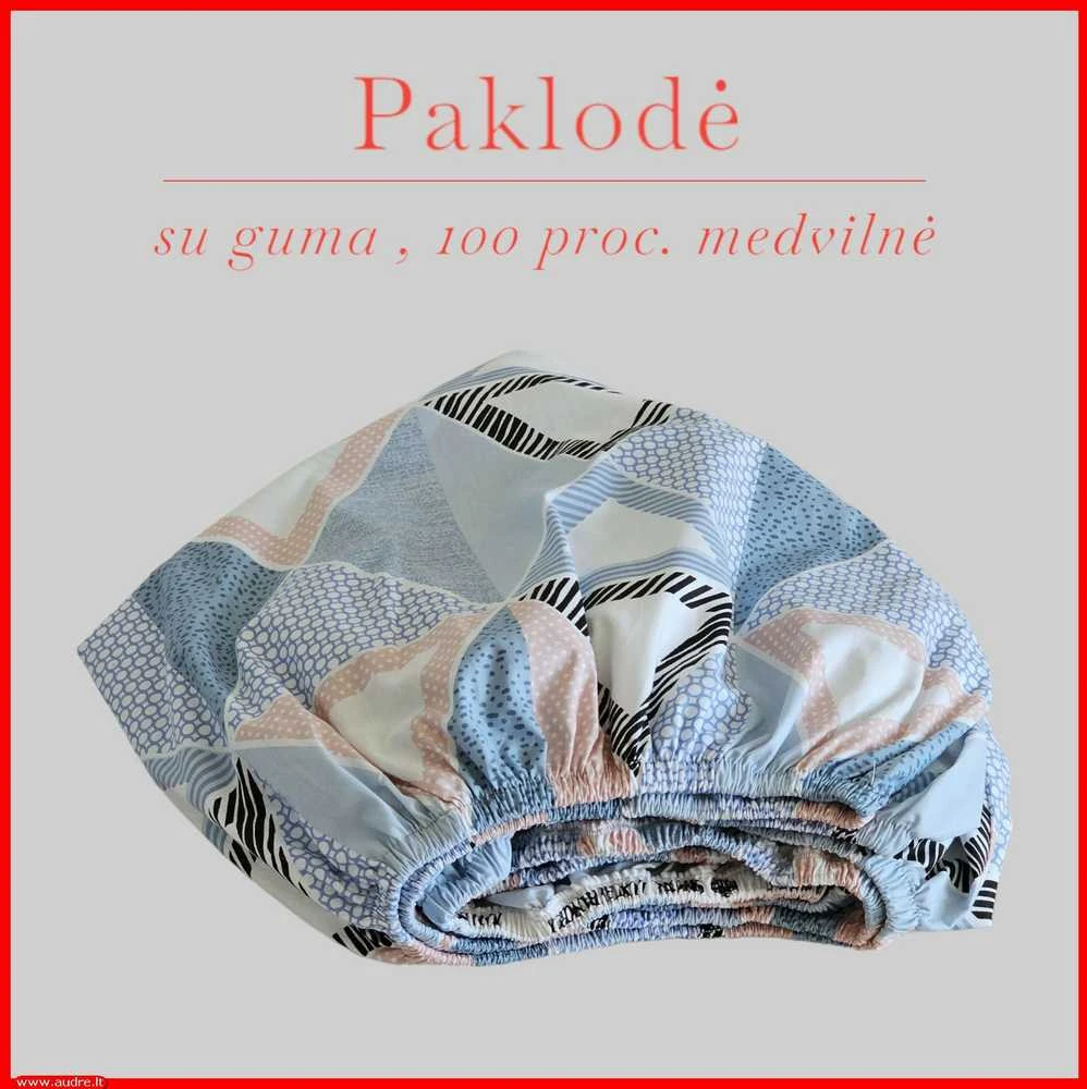 Paklodė su guma 100/140/160/180/200x200+20cm. - 100x200+20cm.