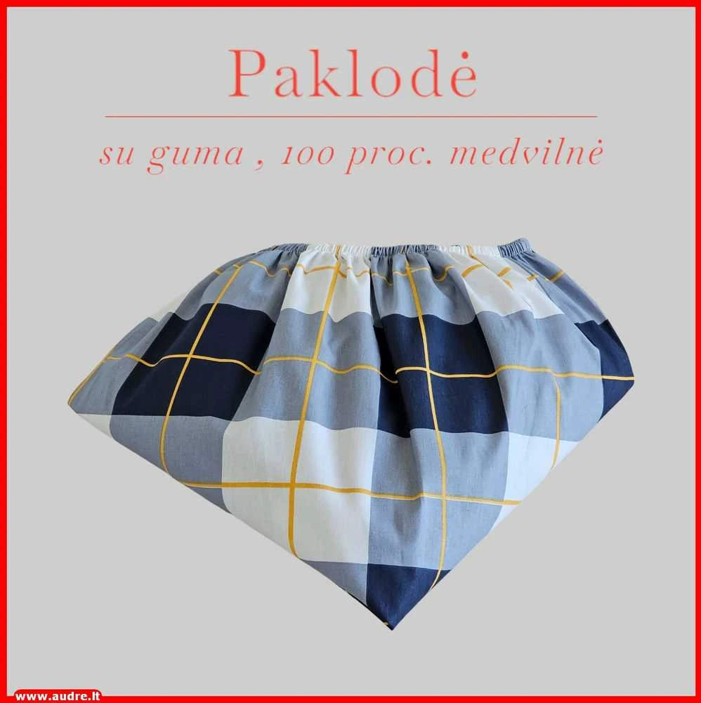 Paklodė su guma 100/140/160/180/200x200+20cm. - 100x200+20cm.