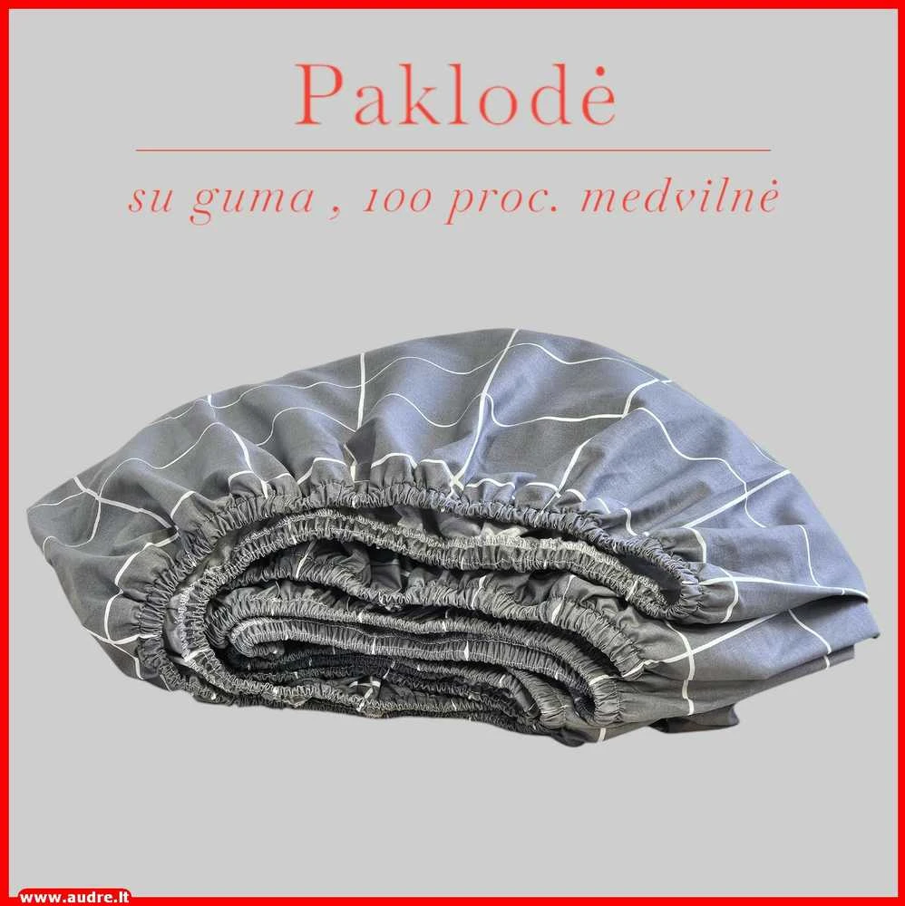 Paklodė su guma 100/140/160/180/200x200+20cm. - 100x200+20cm.