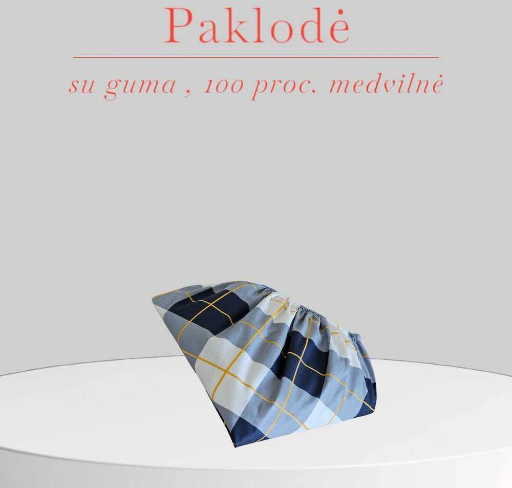 Paklodė su guma 100/140/160/180/200x200+20cm. - 100x200+20cm.