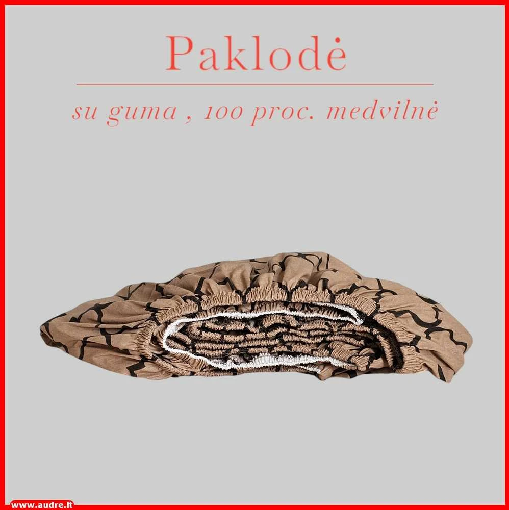 Paklodė su guma 100/140/160/180/200x200+20cm. - 100x200+20cm.
