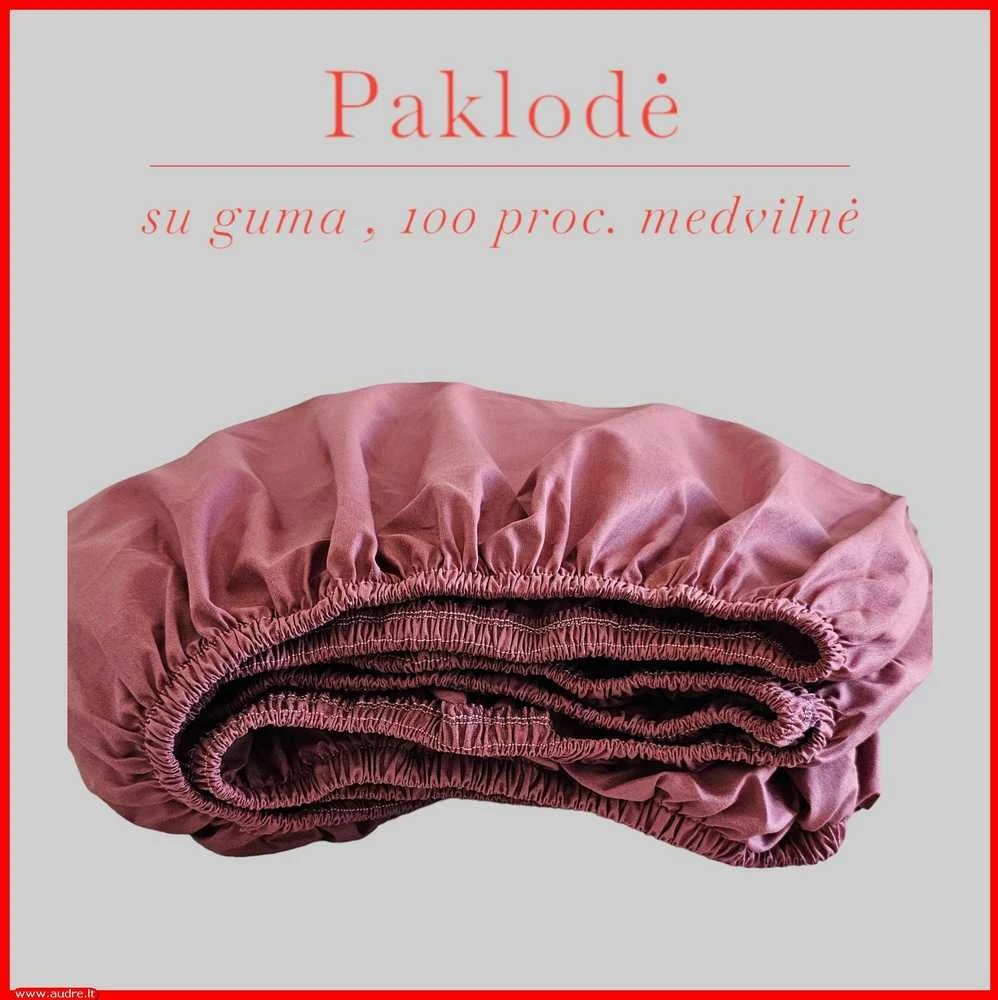 Paklodė su guma 100/140/160/180/200x200+20cm. - 100x200+20cm.