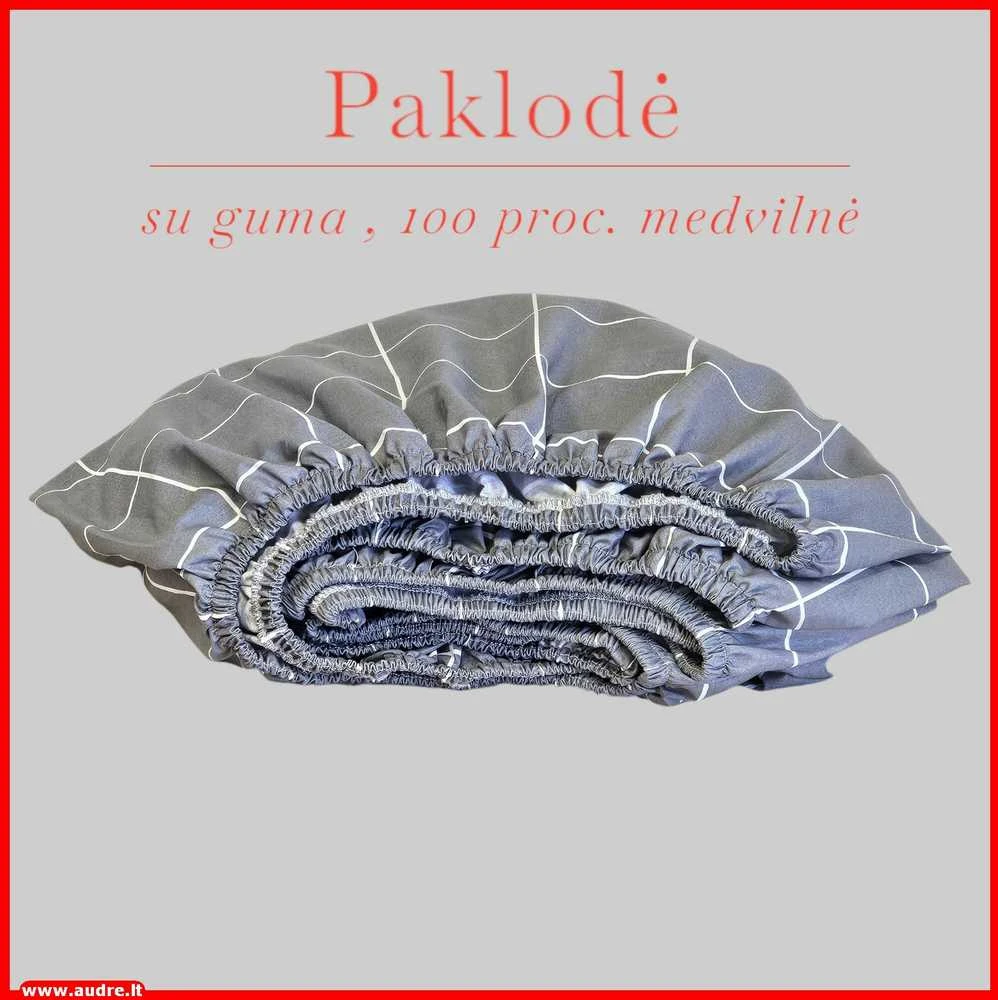 Paklodė su guma 100/140/160/180/200x200+20cm. - 100x200+20cm.
