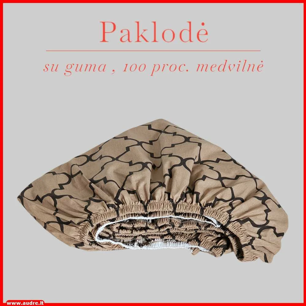 Paklodė su guma 100/140/160/180/200x200+20cm. - 100x200+20cm.