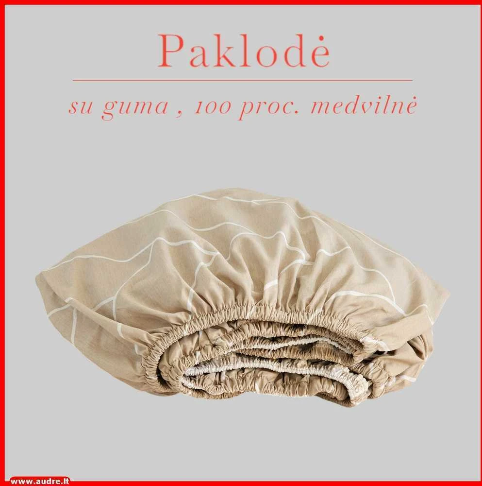 Paklodė su guma 100/140/160/180x200+30cm. - 100x200+30cm.