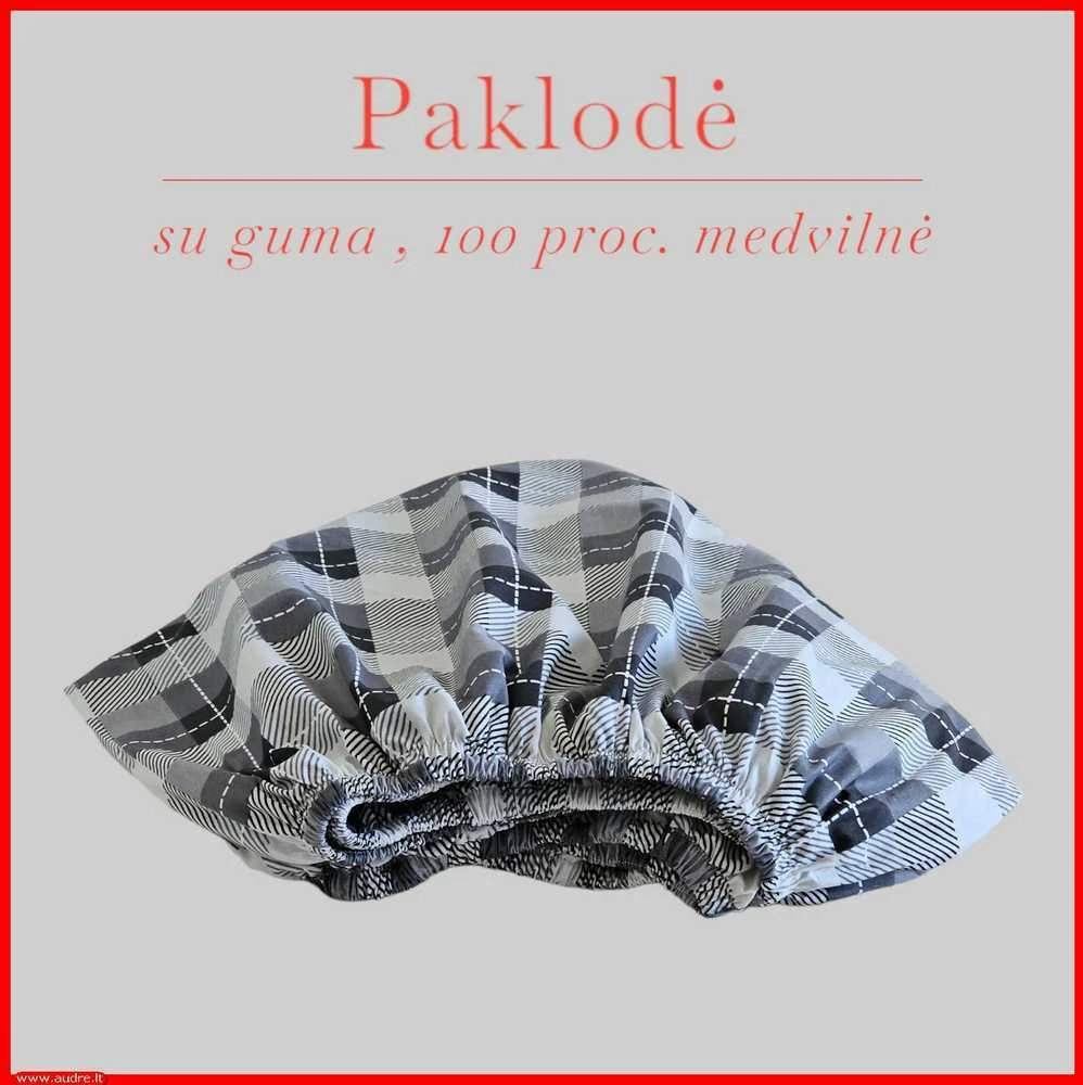 Paklodė su guma 100/140/160/180x200+30cm. - 100x200+30cm.