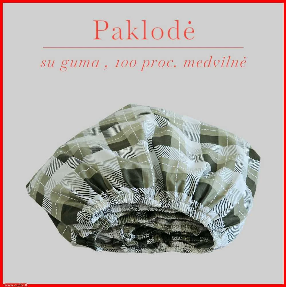 Paklodė su guma 100/140/160/180x200+30cm. - 100x200+30cm.