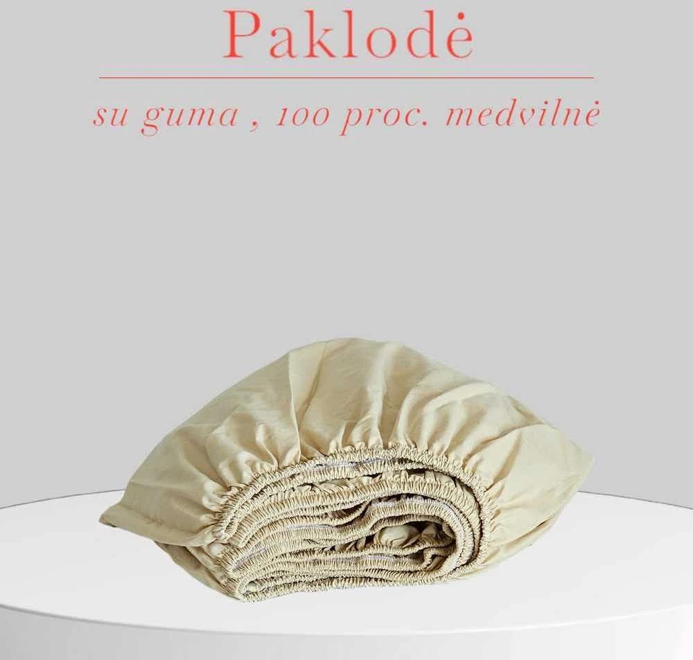 Paklodė su guma 100/140/160/180x200+30cm. - 100x200+30cm.