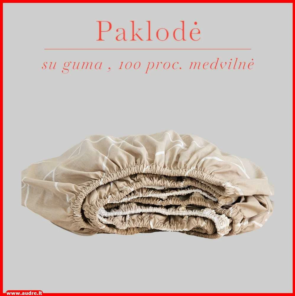 Paklodė su guma 100/140/160/180x200+30cm. - 100x200+30cm.