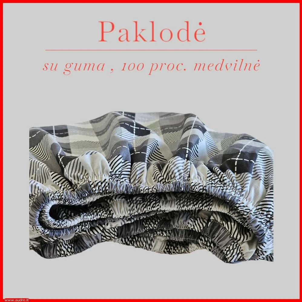 Paklodė su guma 100/140/160/180x200+30cm. - 100x200+30cm.