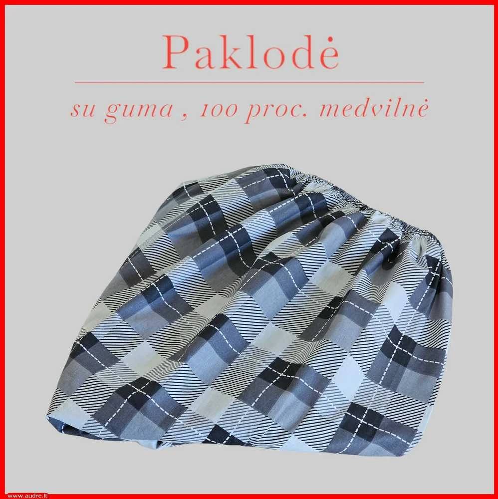 Paklodė su guma 100/140/160/180x200+30cm. - 100x200+30cm.