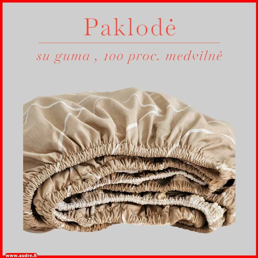 Paklodė su guma 100/140/160/180x200+30cm. - 100x200+30cm.