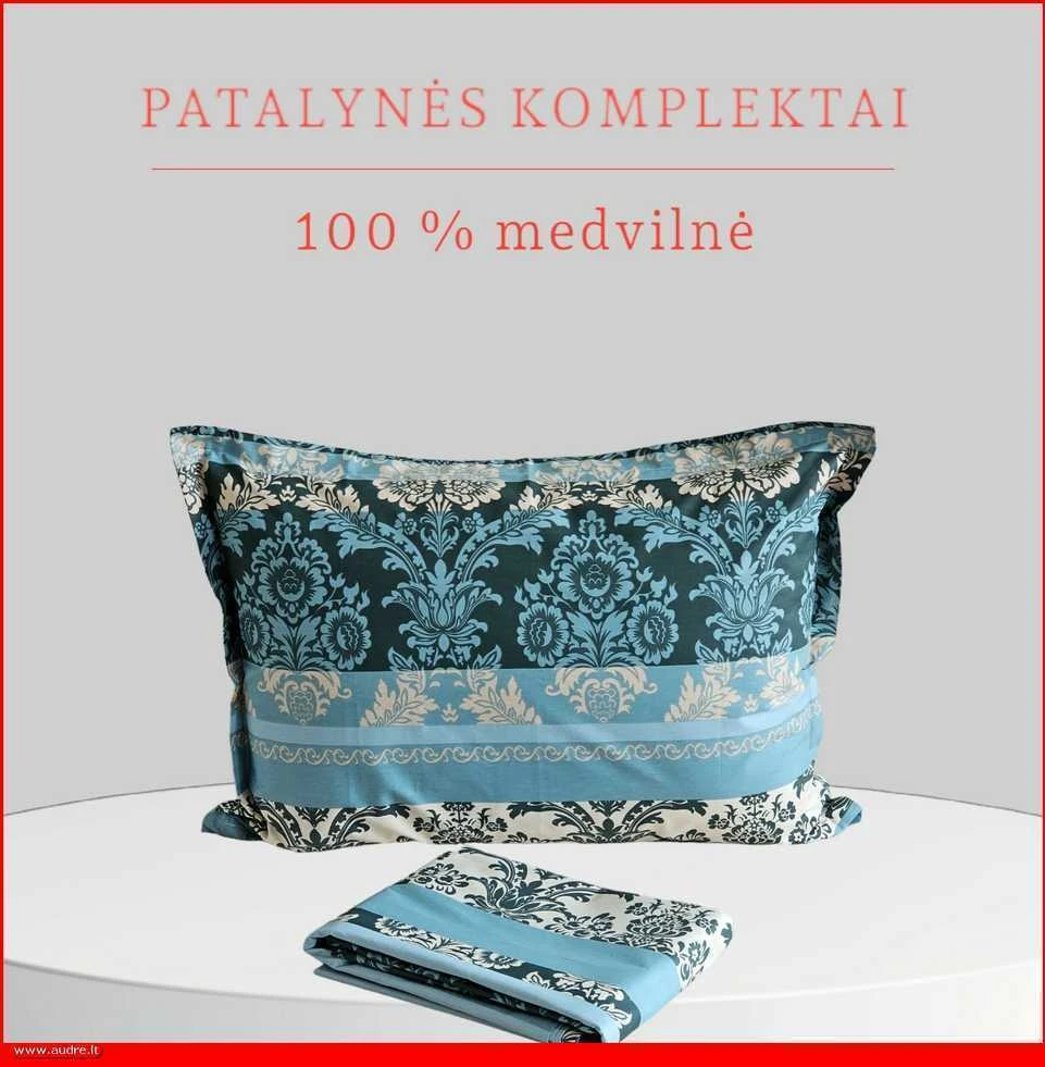 100 proc. medvilnės patalynės komplektas - Antklodės užvalkalas 140x200 cm. + 1 pagalvės užvalkalas 50x70 cm. be užtrauktuko.