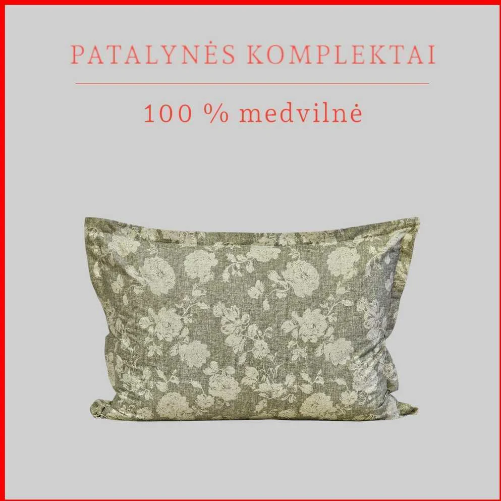 100 proc. medvilnės patalynės komplektas - Antklodės užvalkalas 140x200 cm. + 1 pagalvės užvalkalas 50x70 cm. be užtrauktuko.