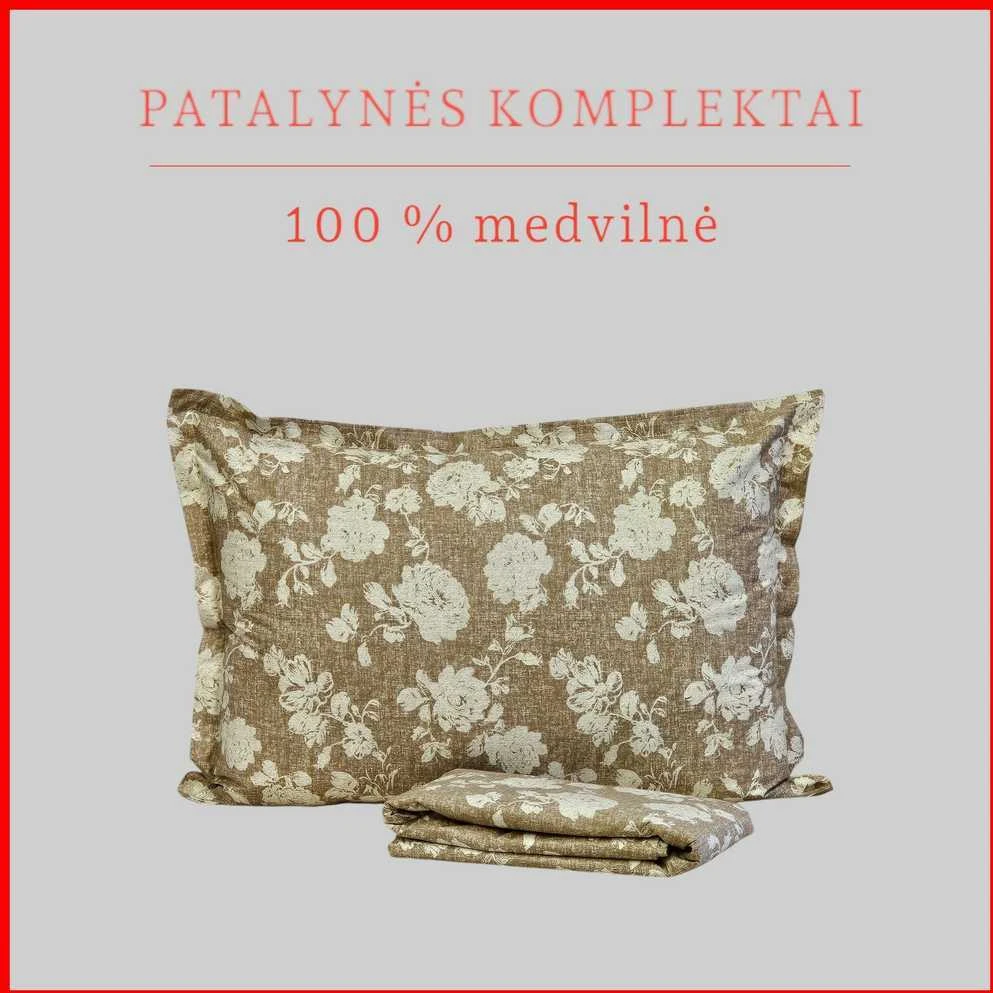 100 proc. medvilnės patalynės komplektas - Antklodės užvalkalas 160x200 cm. + pagalvės užvalkalas 50x70 cm. (1 vnt.)