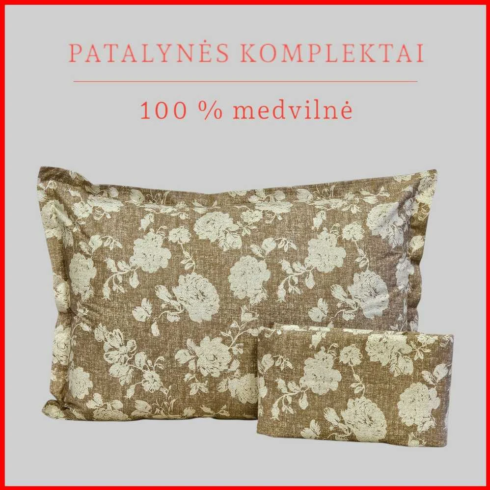 100 proc. medvilnės patalynės komplektas - Antklodės užvalkalas 160x200 cm. + pagalvės užvalkalas 50x70 cm. (1 vnt.)