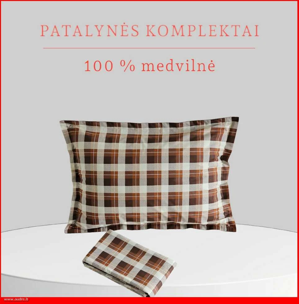 100 proc. medvilnės patalynės komplektas - Antklodės užvalkalas 140x200 cm. + pagalvės užvalkalas 50x70 cm. be užtrauktuko (1 vnt.)