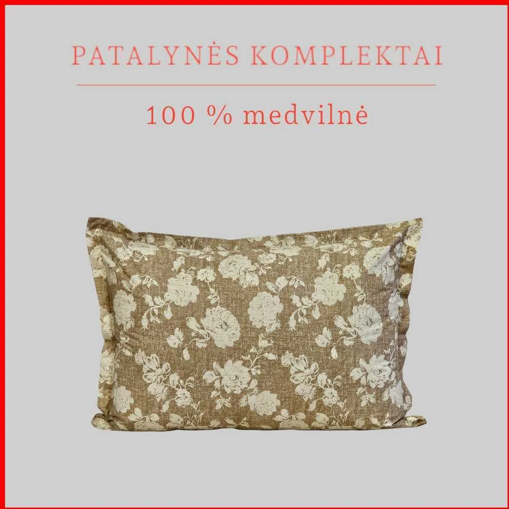 100 proc. medvilnės patalynės komplektas - Antklodės užvalkalas 140x200 cm. + 1 pagalvės užvalkalas 50x70 cm. be užtrauktuko.