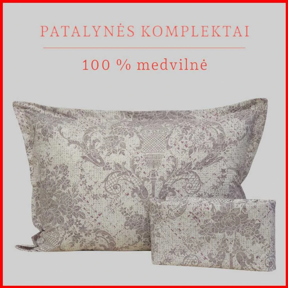 100 proc. medvilnės patalynės komplektas - Antklodės užvalkalas 140x200 cm. + pagalvės užvalkalas 50x70 cm. be užtrauktuko (1 vnt.)