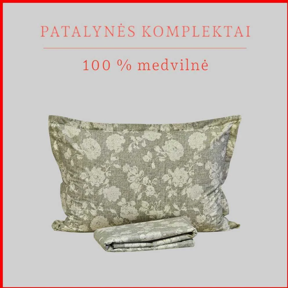 100 proc. medvilnės patalynės komplektas - Antklodės užvalkalas 140x200 cm. + 1 pagalvės užvalkalas 50x70 cm. be užtrauktuko.