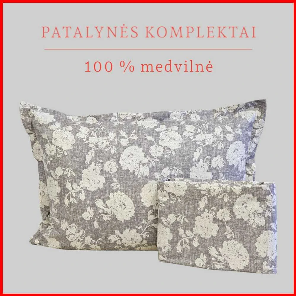 100 proc. medvilnės patalynės komplektas - Antklodės užvalkalas 140x200 cm. + pagalvės užvalkalas 50x70 cm. be užtrauktuko (1 vnt.)
