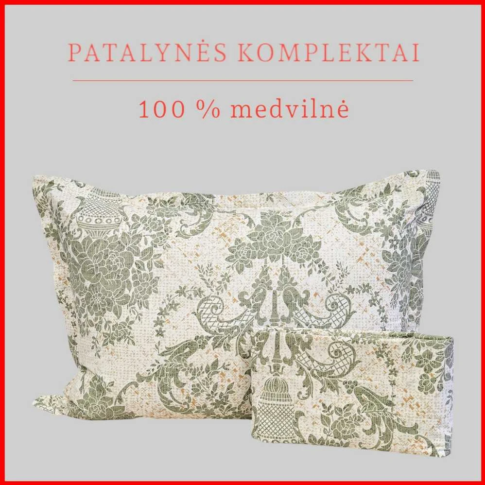 100 proc. medvilnės patalynės komplektas - Antklodės užvalkalas 160x200 cm. + pagalvės užvalkalas 50x70 cm. (1 vnt.)