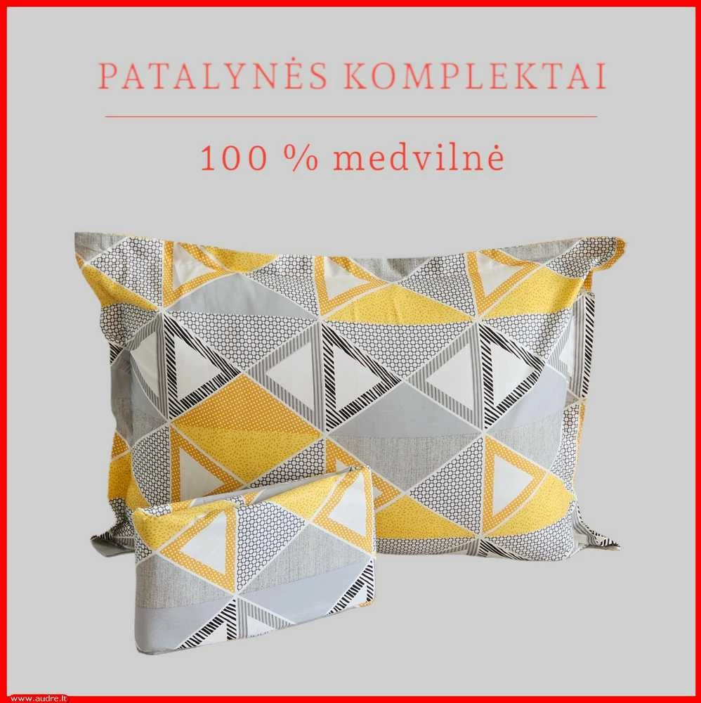 100 proc. medvilnės patalynės komplektas - Antklodės užvalkalas 140x200 cm. + pagalvės užvalkalas 50x70 cm. be užtrauktuko (1 vnt.)