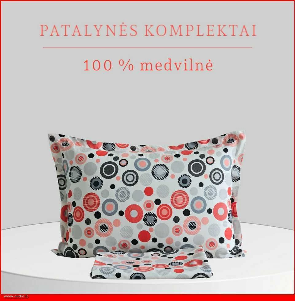 100 proc. medvilnės patalynės komplektas - Antklodės užvalkalas 140x200 cm. + 1 pagalvės užvalkalas 50x70 cm. be užtrauktuko.