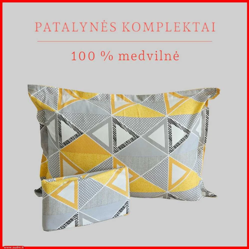 100 proc. medvilnės patalynės komplektas - Antklodės užvalkalas 140x200 cm. + pagalvės užvalkalas 50x70 cm. be užtrauktuko (1 vnt.)