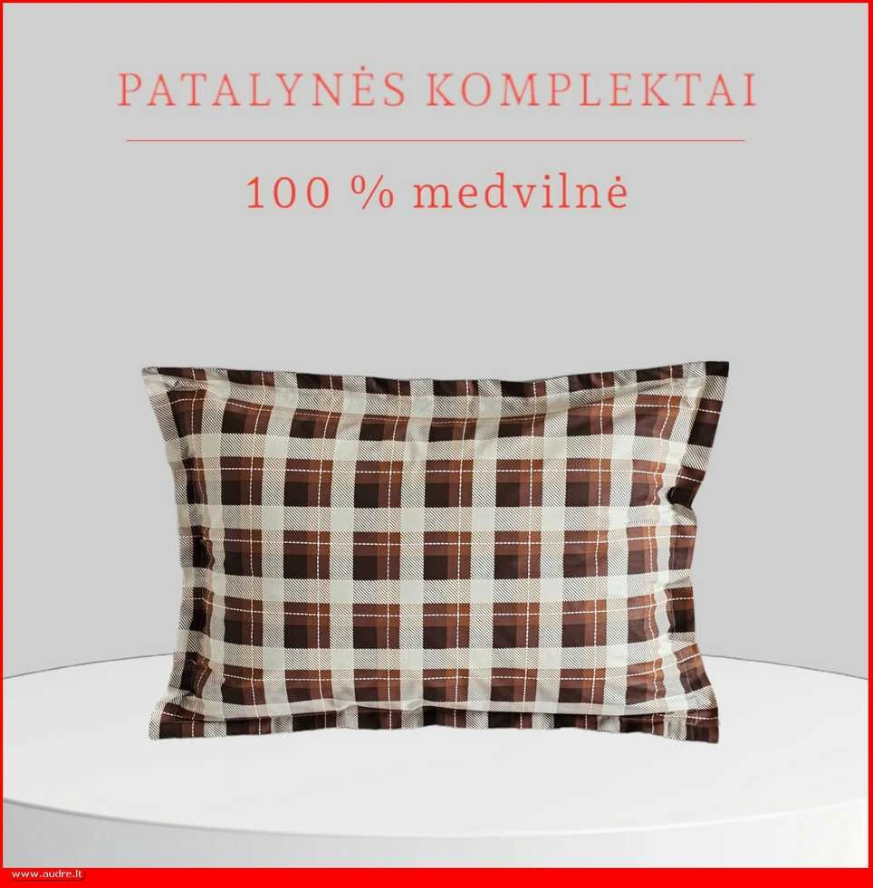 100 proc. medvilnės patalynės komplektas - Antklodės užvalkalas 140x200 cm. + pagalvės užvalkalas 50x70 cm. be užtrauktuko (1 vnt.)