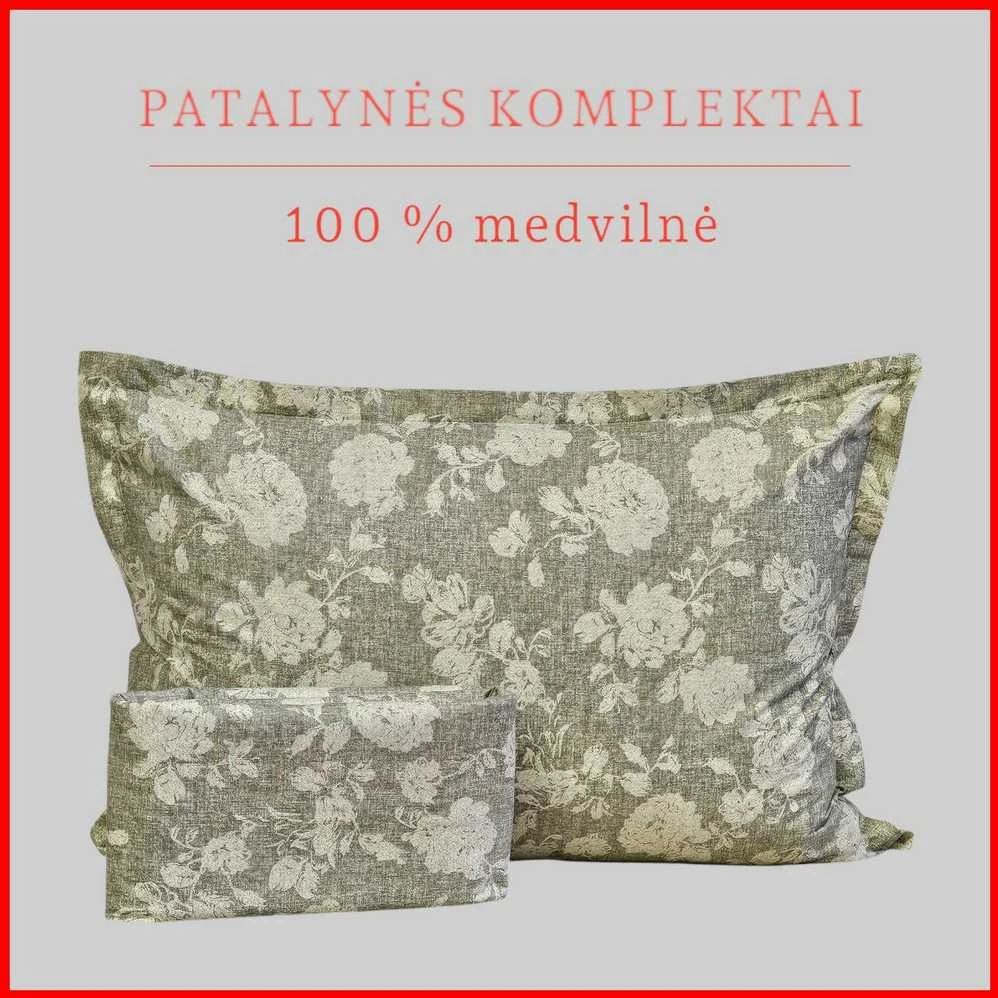 100 proc. medvilnės patalynės komplektas - Antklodės užvalkalas 160x200 cm. + pagalvės užvalkalas 50x70 cm. (1 vnt.)