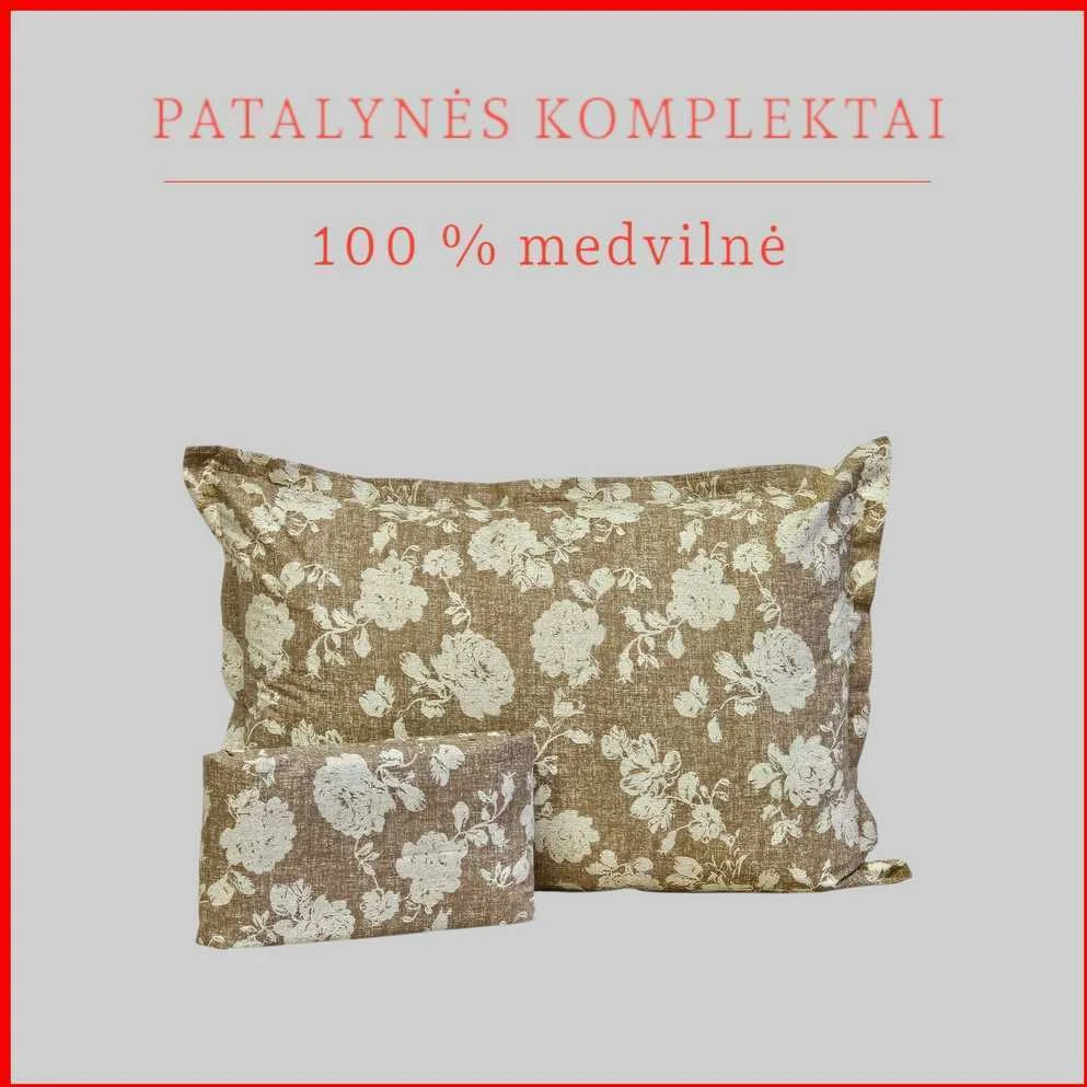 100 proc. medvilnės patalynės komplektas - Antklodės užvalkalas 160x200 cm. + pagalvės užvalkalas 50x70 cm. (1 vnt.)