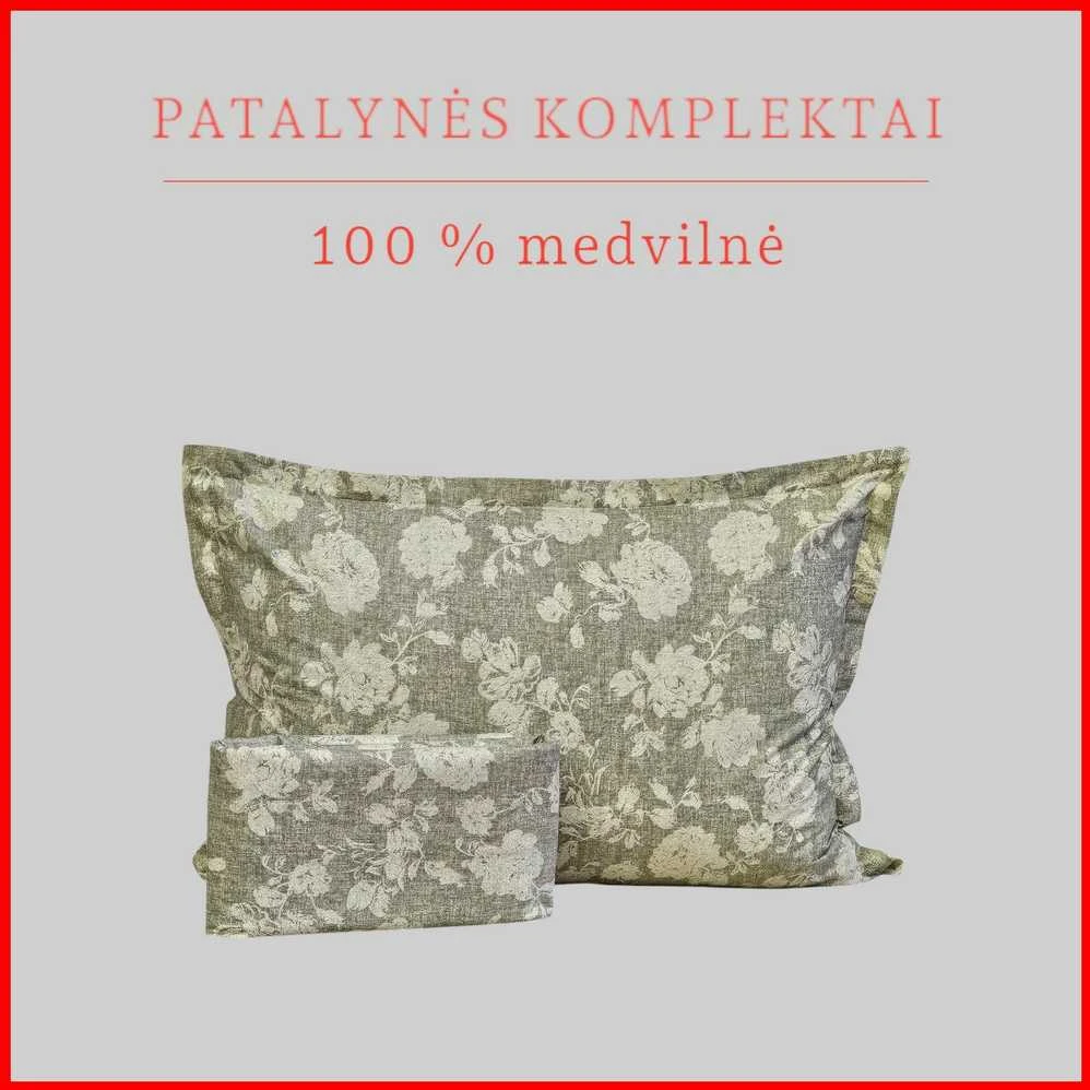 100 proc. medvilnės patalynės komplektas - Antklodės užvalkalas 160x200 cm. + pagalvės užvalkalas 50x70 cm. (1 vnt.)