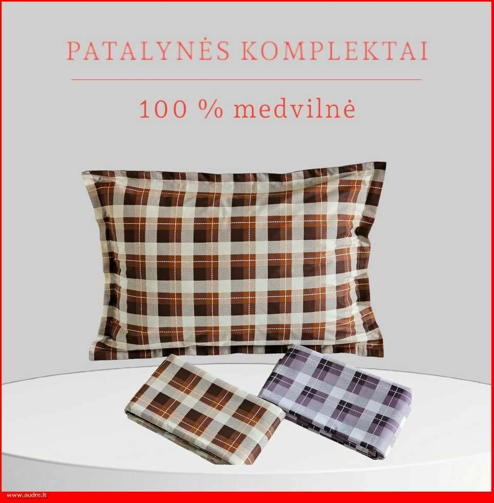 100 proc. medvilnės patalynės komplektas - Antklodės užvalkalas 140x200 cm. + pagalvės užvalkalas 50x70 cm. be užtrauktuko (1 vnt.)