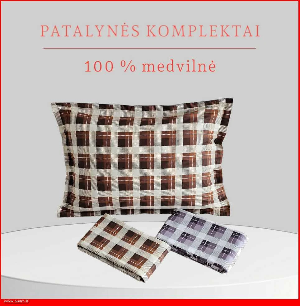 100 proc. medvilnės patalynės komplektas - Antklodės užvalkalas 140x200 cm. + pagalvės užvalkalas 50x70 cm. be užtrauktuko (1 vnt.)