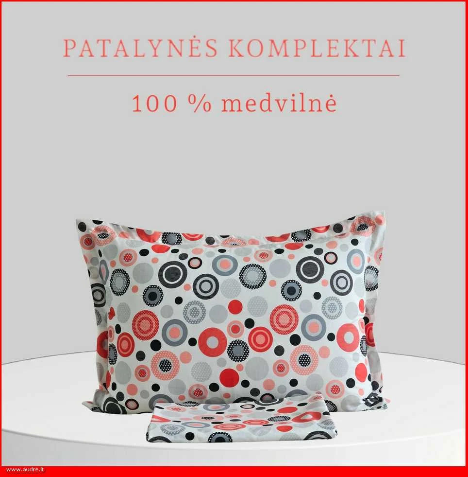 100 proc. medvilnės patalynės komplektas - Antklodės užvalkalas 200x200 cm. + pagalvės užvalkalai 50x70 cm. (2 vnt.)