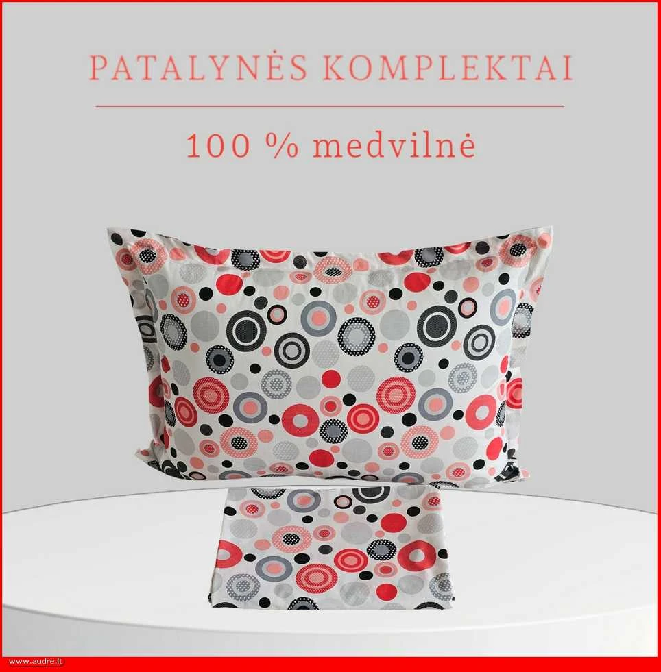 100 proc. medvilnės patalynės komplektas - Antklodės užvalkalas 200x200 cm. + pagalvės užvalkalai 50x70 cm. (2 vnt.)