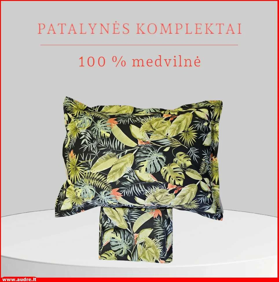 Patalynės komplektas - Antklodės užvalkalas 140x200 cm. + 1 pagalvės užvalkalas 50x70 cm. be užtrauktuko.