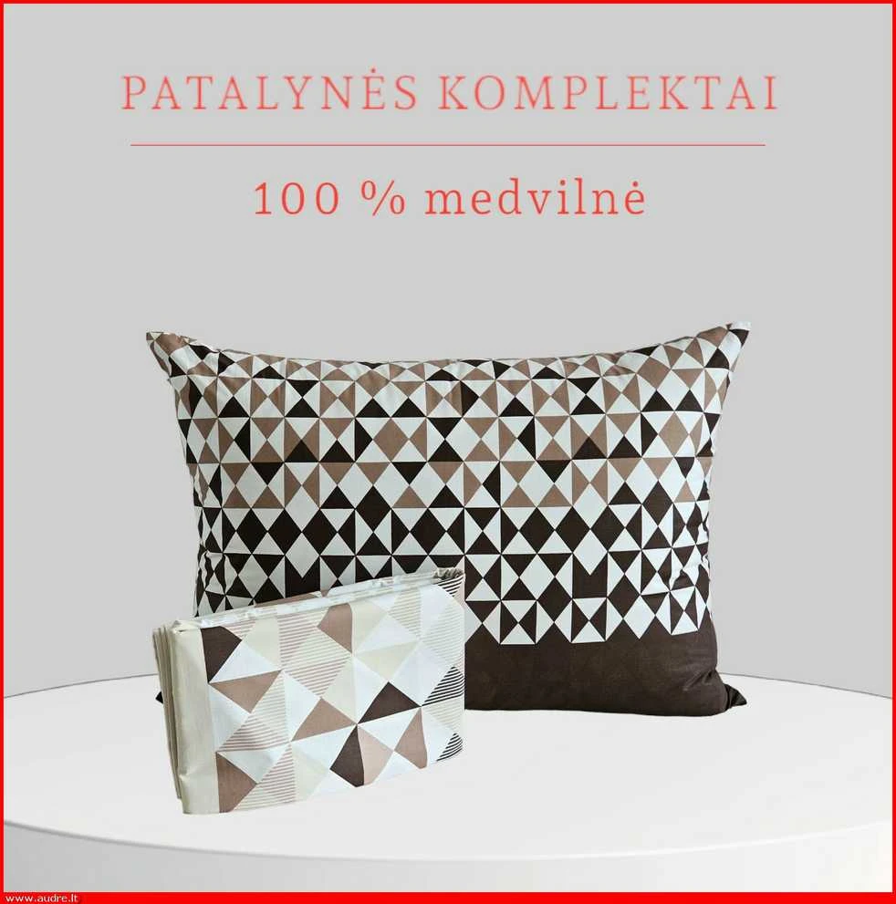 100 proc. medvilnės patalynės komplektas - Antklodės užvalkalas 140x200 cm. + pagalvės užvalkalas 50x70 cm. be užtrauktuko (1 vnt.)