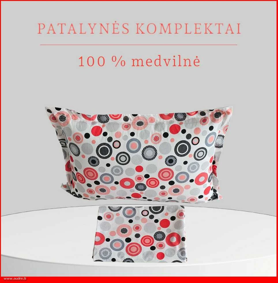 100 proc. medvilnės patalynės komplektas - Antklodės užvalkalas 200x200 cm. + pagalvės užvalkalai 50x70 cm. (2 vnt.)