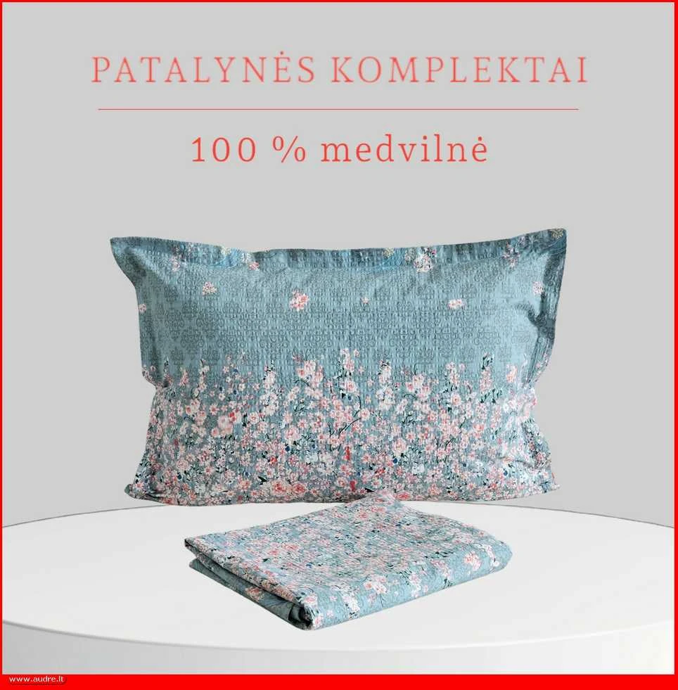 100 proc. medvilnės patalynės komplektas - Antklodės užvalkalas 160x200 cm. + pagalvės užvalkalas 50x70 cm. (1 vnt.)