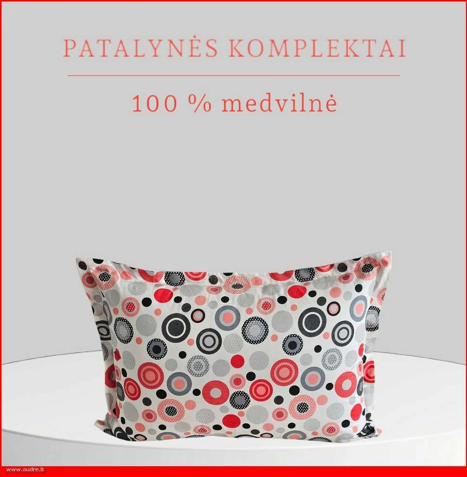 100 proc. medvilnės patalynės komplektas - Antklodės užvalkalas 200x200 cm. + pagalvės užvalkalai 50x70 cm. (2 vnt.)