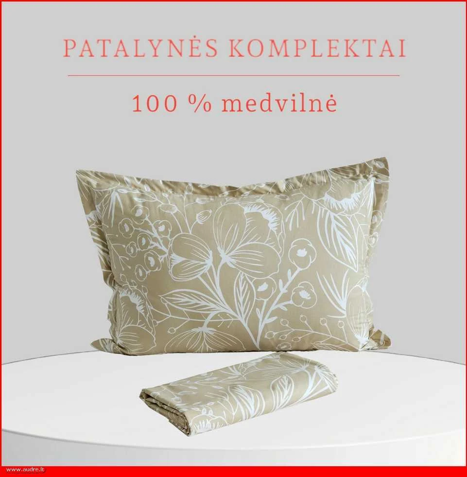 100 proc. medvilnės patalynės komplektas - Antklodės užvalkalas 140x200 cm. + pagalvės užvalkalas 50x70 cm. be užtrauktuko (1 vnt.)