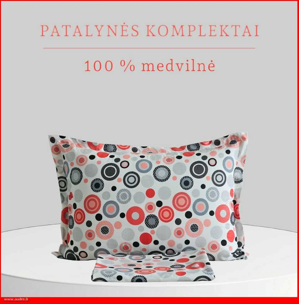 100 proc. medvilnės patalynės komplektas - Antklodės užvalkalas 200x200 cm. + pagalvės užvalkalai 50x70 cm. (2 vnt.)