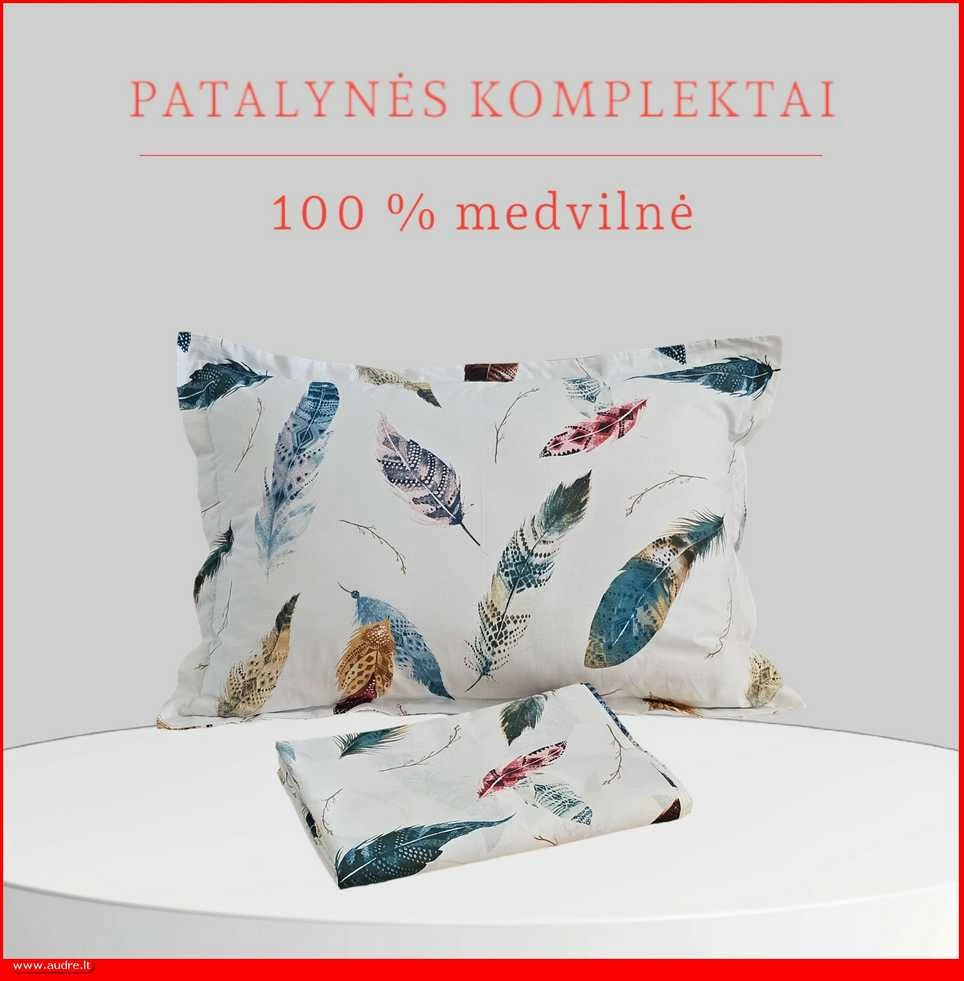 100 proc. medvilnės patalynės komplektas - Antklodės užvalkalas 160x200 cm. + pagalvės užvalkalas 50x70 cm. (1 vnt.)